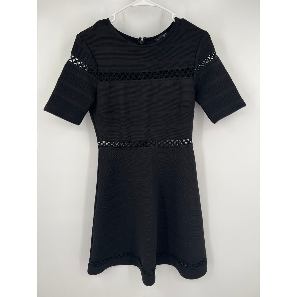 TOPSHOP women's black knee length dress with cutout designs size 6